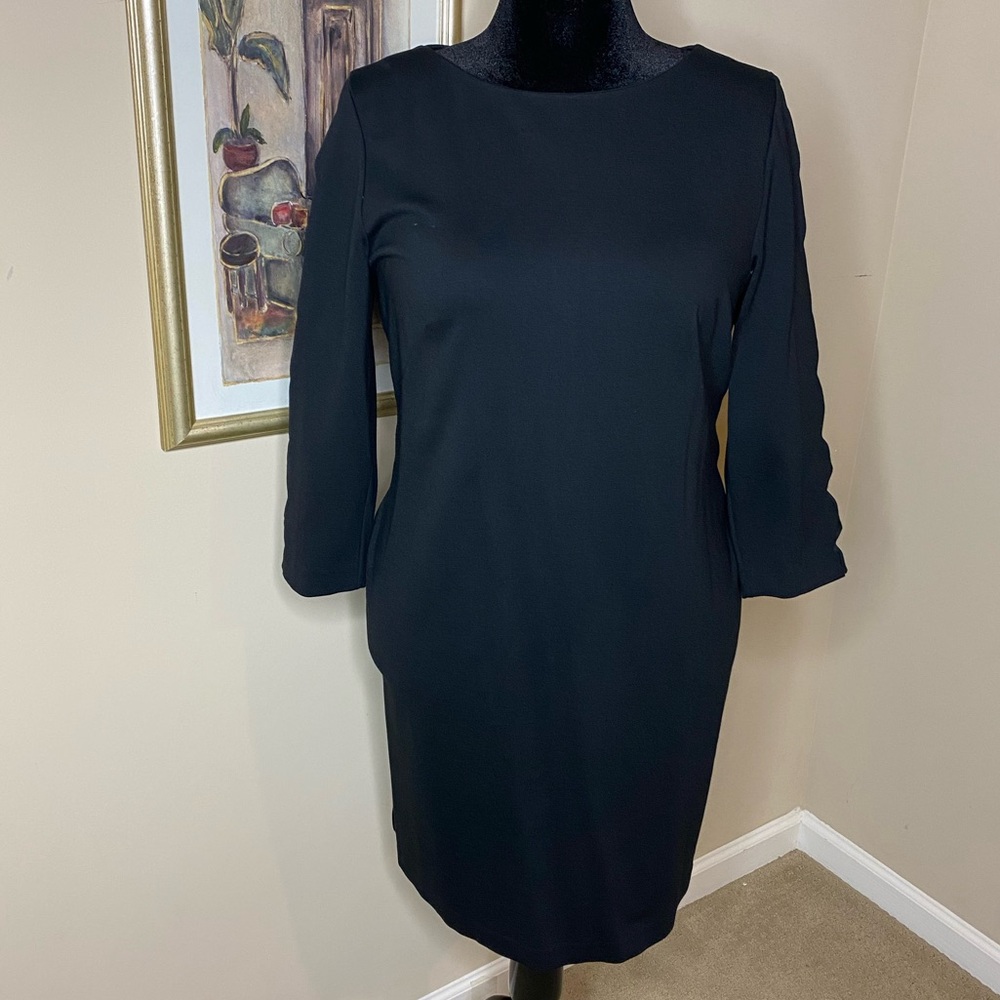 Talbots Black Diamond Cut Sleeve Dress